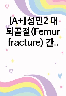 [A+]성인2 대퇴골절(Femur fracture) 간호진단 10개, 간호과정 2개(급성통증/지식부족)