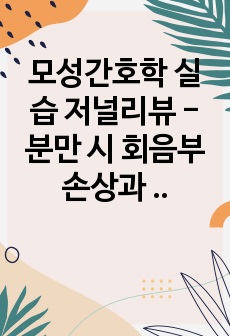 모성간호학 실습 저널리뷰 -  분만 시 회음부 손상과 산후 우울간의 관계