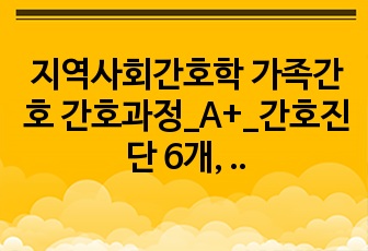 지역사회간호학 가족간호 간호과정_A+_간호진단 6개, 계획 2개