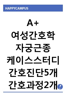 [A+] 여성간호학 자궁근종 케이스스터디-간호진단5개,간호과정2개