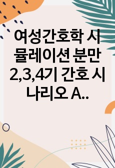 여성간호학 시뮬레이션 분만2,3,4기 간호 시나리오 A급