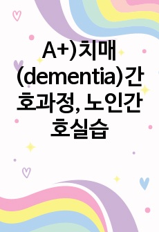 A+)치매(dementia)간호과정, 노인간호실습