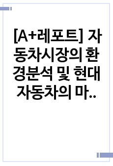 [A+레포트] 자동차시장의 환경분석 및 현대자동차의 마케팅방안 조사