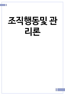 조직행동및 관리론