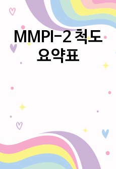 MMPI-2 척도 요약표