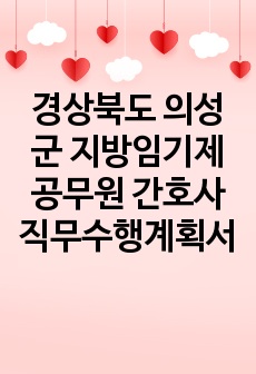 경상북도 의성군 지방임기제공무원 간호사 직무수행계획서