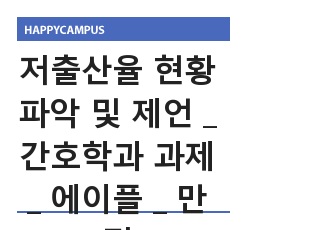 저출산율 현황파악 및 제언 _ 간호학과 과제_ 에이플 _ 만점