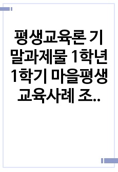 평생교육론 기말과제물 1학년 1학기 마을평생교육사례 조사분석