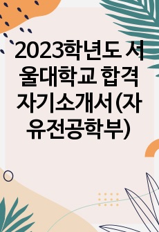 2023학년도 서울대학교 합격 자기소개서(자유전공학부)