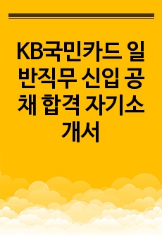 KB국민카드 일반직무 신입 공채 합격 자기소개서