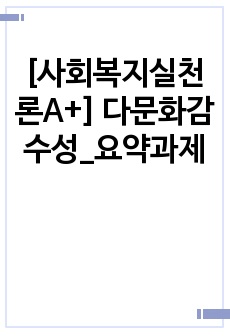 [사회복지실천론A+] 다문화감수성_요약과제