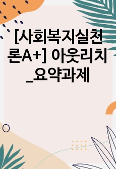 [사회복지실천론A+] 아웃리치_요약과제