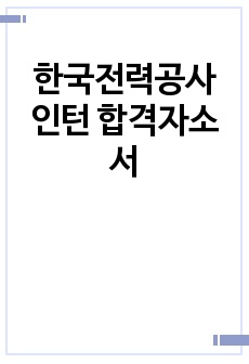 한국전력공사 인턴 합격자소서