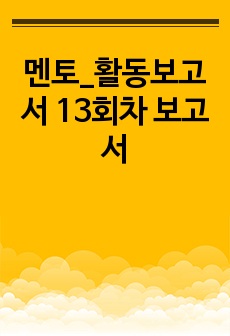 멘토_활동보고서 13회차 보고서