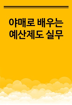 야매로 배우는 예산제도 실무