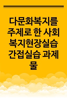 다문화복지를 주제로 한 사회복지현장실습 간접실습 과제물