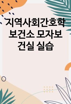 지역사회간호학 보건소 모자보건실 실습