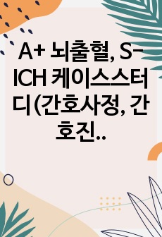 A+ 뇌출혈, S-ICH 케이스스터디(간호사정, 간호진단) -변비, 조직통합성 장애, 비효과적 뇌조직관류의 위험, 낙상의 위험, 감염의 위험