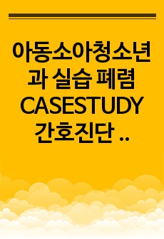 아동소아청소년과 실습 폐렴 CASESTUDY 간호진단 4개, 간호과정 2개(간호사정,진단,계획,중재까지 구체적으로 열심히 작성하여 교수님께 칭찬받았습니다!)