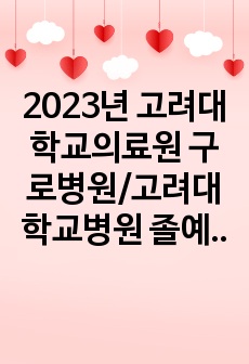 2023년 고려대학교의료원 구로병원/고려대학교병원 졸예 신규간호사 합격 자기소개서