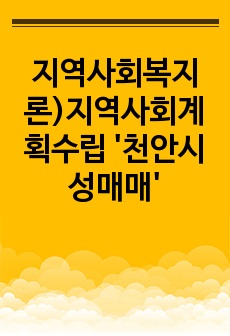 지역사회복지론)지역사회계획수립 '천안시 성매매'