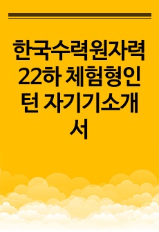 한국수력원자력 22하 체험형인턴 자기기소개서