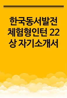 한국동서발전 체험형인턴 22상 자기소개서