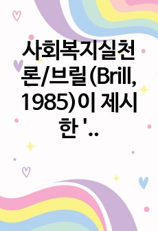 사회복지실천론/브릴(Brill, 1985)이 제시한 '인간을 돕는 원조자의 자질론'에서 자신에 대한 이해를 높이기 위한 훈련의 하나로 다음과 같은 항목을 제시하였다. 브릴이 제시한 항목에 대하여 학..