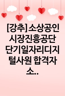 [강추]소상공인시장진흥공단 단기일자리디지털사원 합격자소서