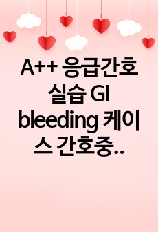 A++ 응급간호실습 GI bleeding 케이스 간호중재 상세함