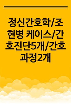 정신간호학/조현병 케이스/간호진단5개/간호과정2개