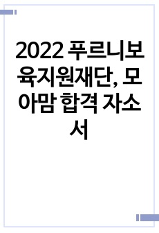 2022 푸르니보육지원재단, 모아맘 합격 자소서