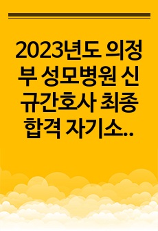 2023년도 의정부 성모병원 신규간호사 최종합격 자기소개서 (최합인증O)