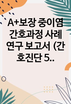 A+보장 중이염 간호과정 사례연구 보고서 (간호진단 5개/간호과정 2개, 급성통증, 고체온)