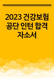 2023 건강보험공단 인턴 합격 자소서