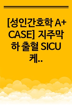 [성인간호학 A+ CASE] 지주막하 출혈 SICU 케이스 간호진단 3개, 간호과정 3개 포함