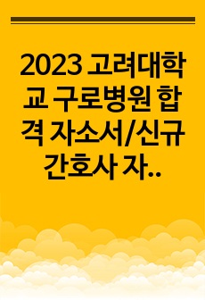 2023 고려대학교 구로병원 합격 자소서/신규간호사 자기소개서/ 합격인증O