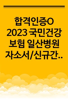 합격인증O 2023 국민건강보험 일산병원 자소서/신규간호사 합격 자기소개서