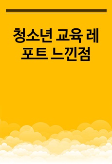 청소년 교육 레포트 느낀점