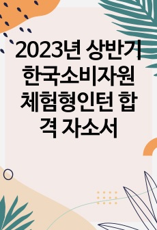 2023년 상반기 한국소비자원 체험형인턴 합격 자소서