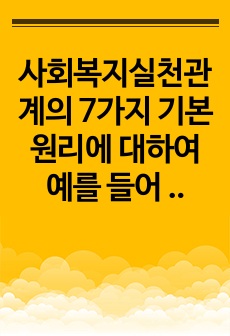 사회복지실천관계의 7가지 기본원리에 대하여 예를 들어 서술하시오