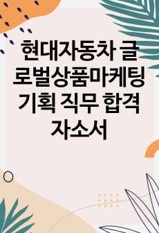 현대자동차 글로벌상품마케팅기획 직무 합격자소서