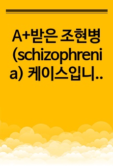 A+받은 조현병 (schizophrenia) 케이스입니다. 진단 2개 과정 2개