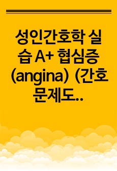 성인간호학 실습 A+ 협심증(angina) (간호문제도출, 간호진단, 과정 2개-급성통증, 출혈위험성)