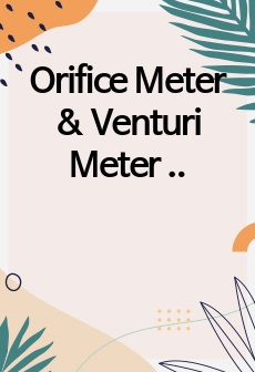 Orifice Meter & Venturi Meter 예비 레포트(A+)