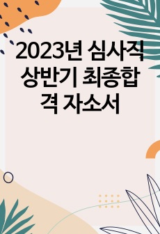 2023년 심사직 상반기 최종합격 자소서