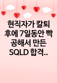 현직자가 칼퇴후에 7일동안 빡공해서 만든 SQLD 합격 필기노트