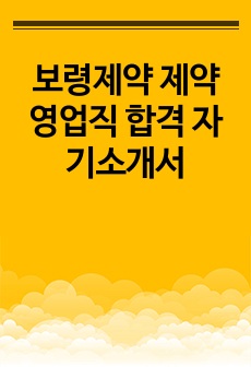 보령제약 제약영업직 합격 자기소개서