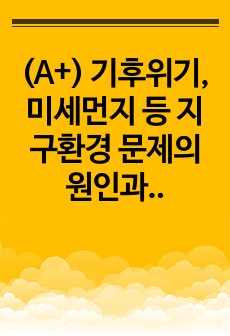 (A+) 기후위기, 미세먼지 등 지구환경 문제의 원인과 해결방안 레포트