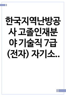 한국지역난방공사 고졸인재분야 기술직 7급(전자) 자기소개서